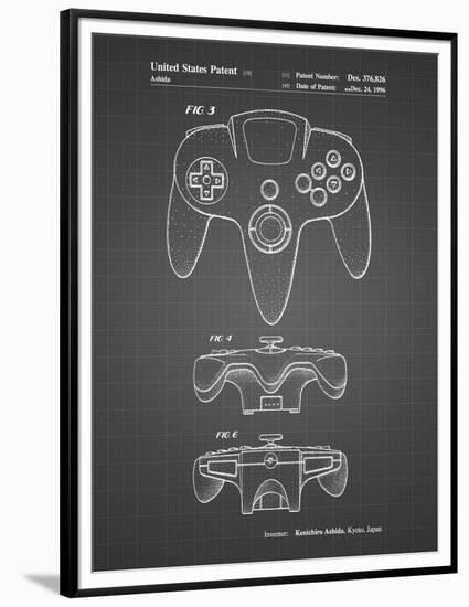 PP86-Black Grid Nintendo 64 Controller Patent Poster-Cole Borders-Framed Premium Giclee Print