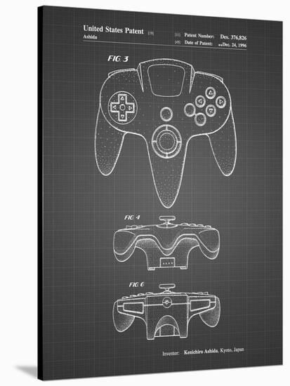 PP86-Black Grid Nintendo 64 Controller Patent Poster-Cole Borders-Stretched Canvas