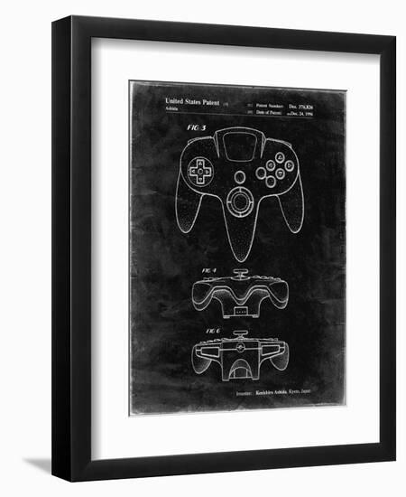 PP86-Black Grunge Nintendo 64 Controller Patent Poster-Cole Borders-Framed Premium Giclee Print