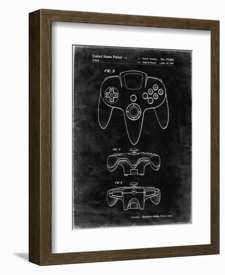 PP86-Black Grunge Nintendo 64 Controller Patent Poster-Cole Borders-Framed Giclee Print