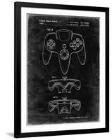 PP86-Black Grunge Nintendo 64 Controller Patent Poster-Cole Borders-Framed Giclee Print