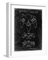 PP86-Black Grunge Nintendo 64 Controller Patent Poster-Cole Borders-Framed Giclee Print