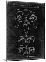 PP86-Black Grunge Nintendo 64 Controller Patent Poster-Cole Borders-Mounted Giclee Print