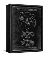 PP86-Black Grunge Nintendo 64 Controller Patent Poster-Cole Borders-Framed Stretched Canvas