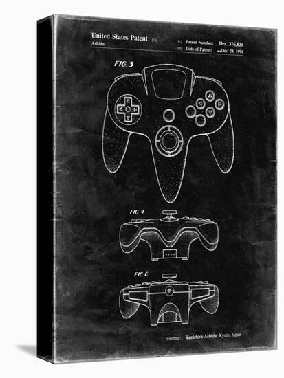 PP86-Black Grunge Nintendo 64 Controller Patent Poster-Cole Borders-Stretched Canvas