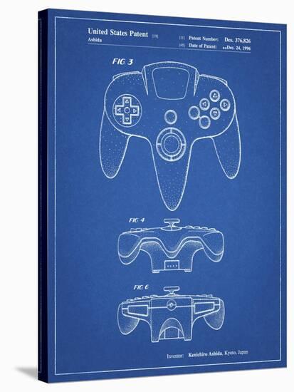 PP86-Blueprint Nintendo 64 Controller Patent Poster-Cole Borders-Stretched Canvas