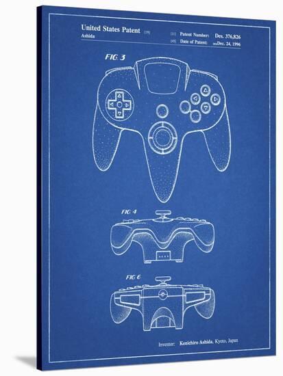 PP86-Blueprint Nintendo 64 Controller Patent Poster-Cole Borders-Stretched Canvas
