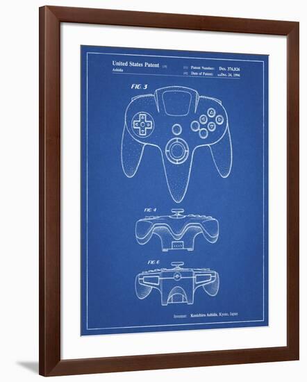 PP86-Blueprint Nintendo 64 Controller Patent Poster-Cole Borders-Framed Giclee Print