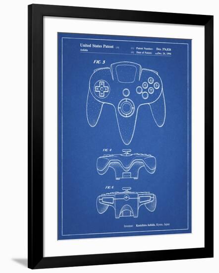 PP86-Blueprint Nintendo 64 Controller Patent Poster-Cole Borders-Framed Giclee Print