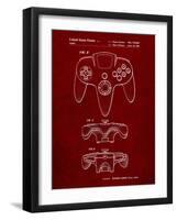 PP86-Burgundy Nintendo 64 Controller Patent Poster-Cole Borders-Framed Giclee Print