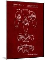PP86-Burgundy Nintendo 64 Controller Patent Poster-Cole Borders-Mounted Giclee Print