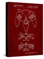 PP86-Burgundy Nintendo 64 Controller Patent Poster-Cole Borders-Stretched Canvas