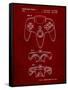 PP86-Burgundy Nintendo 64 Controller Patent Poster-Cole Borders-Framed Stretched Canvas