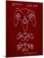 PP86-Burgundy Nintendo 64 Controller Patent Poster-Cole Borders-Mounted Premium Giclee Print