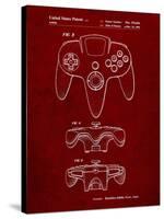 PP86-Burgundy Nintendo 64 Controller Patent Poster-Cole Borders-Stretched Canvas