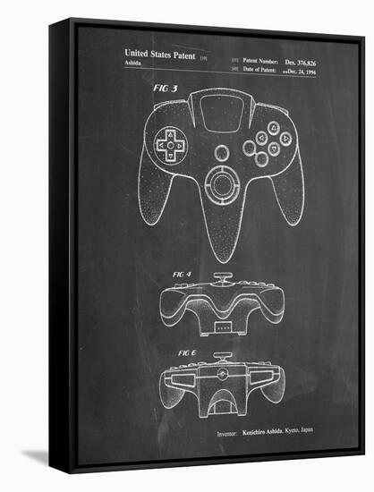 PP86-Chalkboard Nintendo 64 Controller Patent Poster-Cole Borders-Framed Stretched Canvas