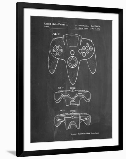 PP86-Chalkboard Nintendo 64 Controller Patent Poster-Cole Borders-Framed Premium Giclee Print