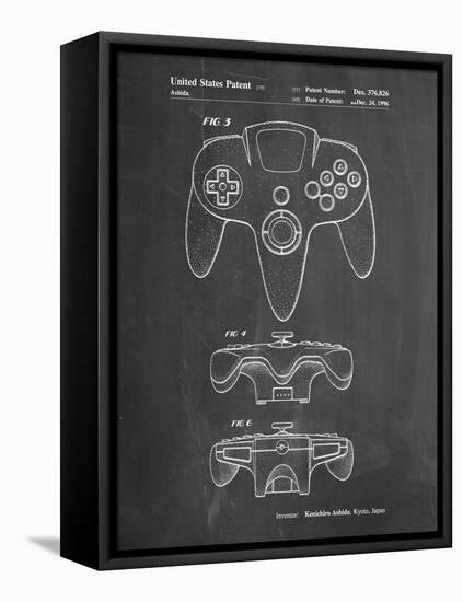 PP86-Chalkboard Nintendo 64 Controller Patent Poster-Cole Borders-Framed Stretched Canvas