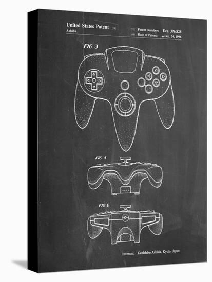 PP86-Chalkboard Nintendo 64 Controller Patent Poster-Cole Borders-Stretched Canvas