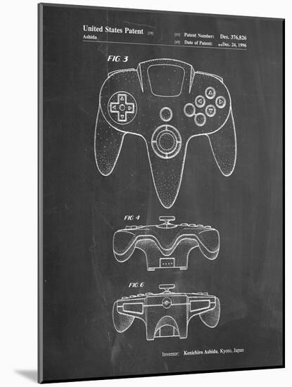 PP86-Chalkboard Nintendo 64 Controller Patent Poster-Cole Borders-Mounted Giclee Print