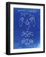 PP86-Faded Blueprint Nintendo 64 Controller Patent Poster-Cole Borders-Framed Giclee Print