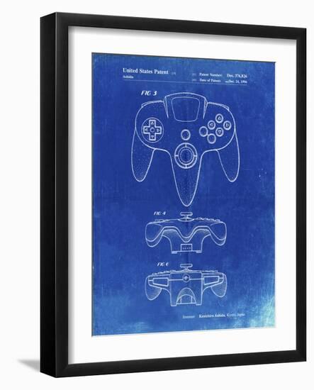 PP86-Faded Blueprint Nintendo 64 Controller Patent Poster-Cole Borders-Framed Giclee Print