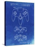 PP86-Faded Blueprint Nintendo 64 Controller Patent Poster-Cole Borders-Stretched Canvas