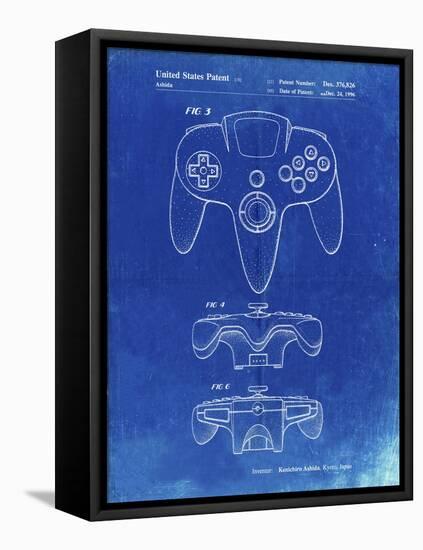 PP86-Faded Blueprint Nintendo 64 Controller Patent Poster-Cole Borders-Framed Stretched Canvas