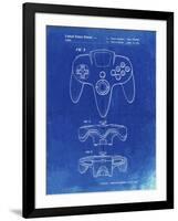 PP86-Faded Blueprint Nintendo 64 Controller Patent Poster-Cole Borders-Framed Giclee Print