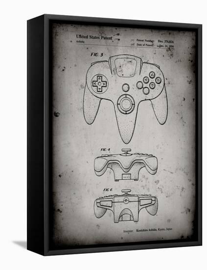 PP86-Faded Grey Nintendo 64 Controller Patent Poster-Cole Borders-Framed Stretched Canvas