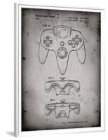 PP86-Faded Grey Nintendo 64 Controller Patent Poster-Cole Borders-Framed Premium Giclee Print