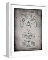 PP86-Faded Grey Nintendo 64 Controller Patent Poster-Cole Borders-Framed Giclee Print
