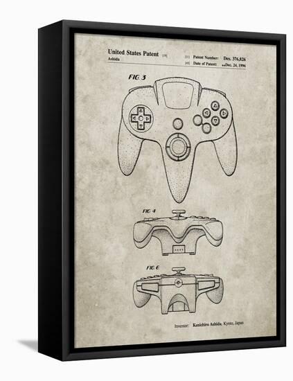 PP86-Sandstone Nintendo 64 Controller Patent Poster-Cole Borders-Framed Stretched Canvas