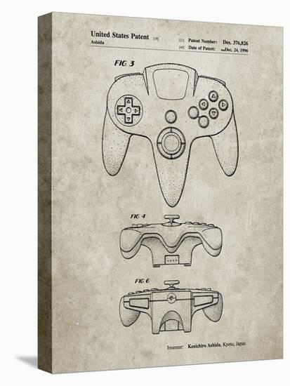 PP86-Sandstone Nintendo 64 Controller Patent Poster-Cole Borders-Stretched Canvas