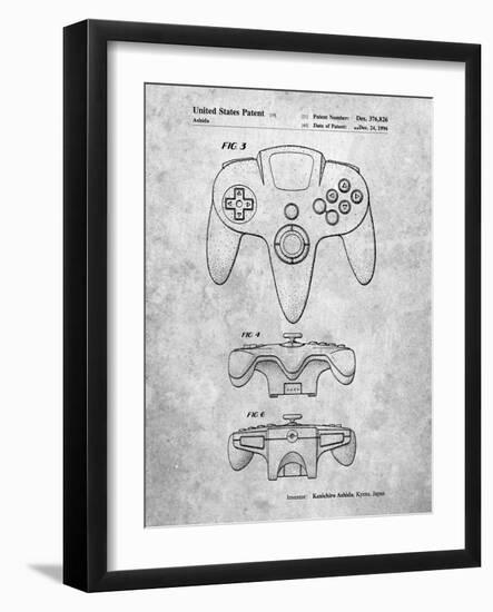 PP86-Slate Nintendo 64 Controller Patent Poster-Cole Borders-Framed Giclee Print