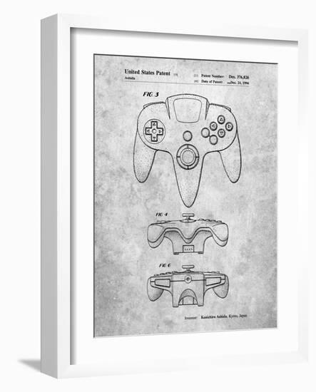 PP86-Slate Nintendo 64 Controller Patent Poster-Cole Borders-Framed Giclee Print