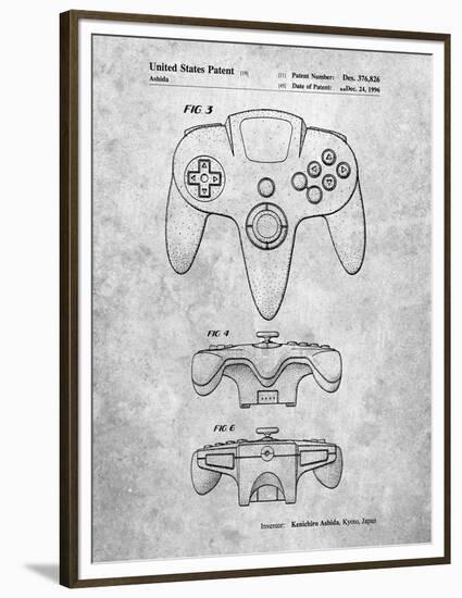 PP86-Slate Nintendo 64 Controller Patent Poster-Cole Borders-Framed Premium Giclee Print