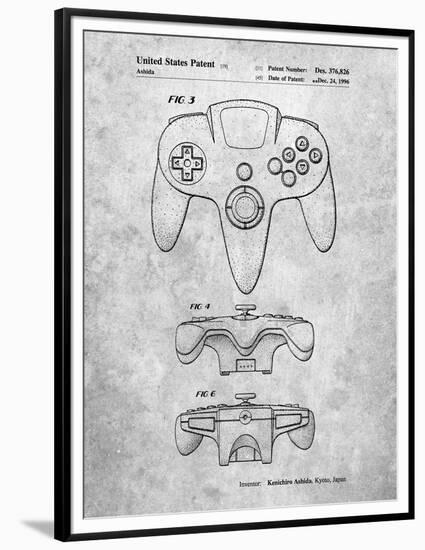 PP86-Slate Nintendo 64 Controller Patent Poster-Cole Borders-Framed Premium Giclee Print