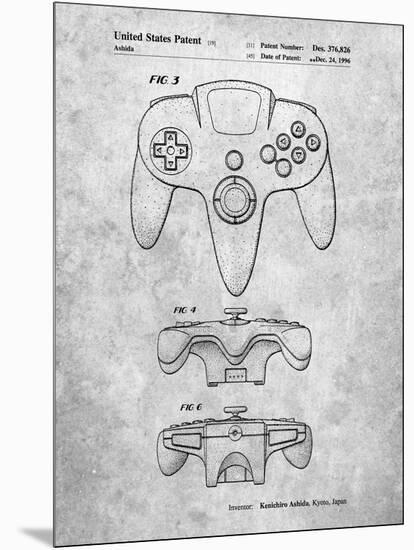 PP86-Slate Nintendo 64 Controller Patent Poster-Cole Borders-Mounted Premium Giclee Print