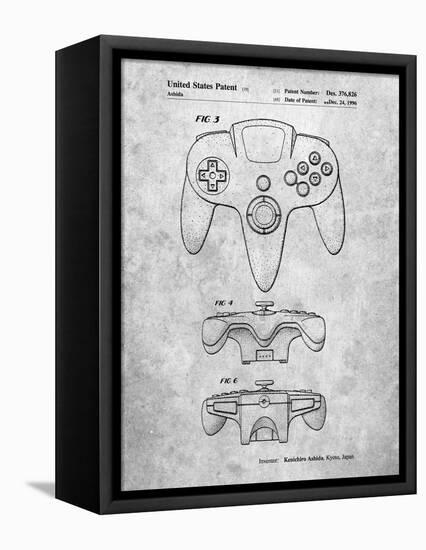 PP86-Slate Nintendo 64 Controller Patent Poster-Cole Borders-Framed Stretched Canvas