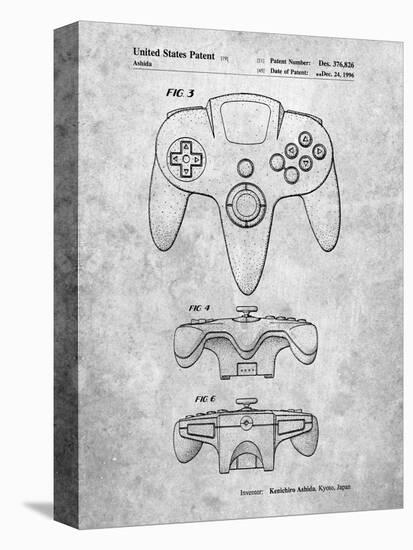 PP86-Slate Nintendo 64 Controller Patent Poster-Cole Borders-Stretched Canvas