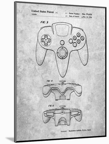 PP86-Slate Nintendo 64 Controller Patent Poster-Cole Borders-Mounted Giclee Print