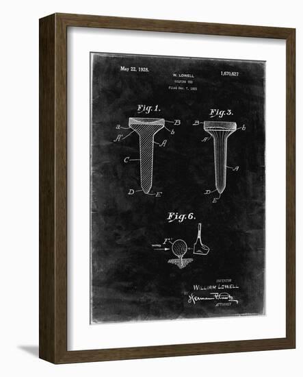 PP860-Black Grunge Golf Tee Patent Poster-Cole Borders-Framed Giclee Print