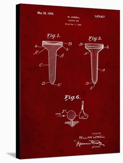 PP860-Burgundy Golf Tee Patent Poster-Cole Borders-Stretched Canvas