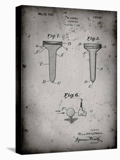 PP860-Faded Grey Golf Tee Patent Poster-Cole Borders-Stretched Canvas
