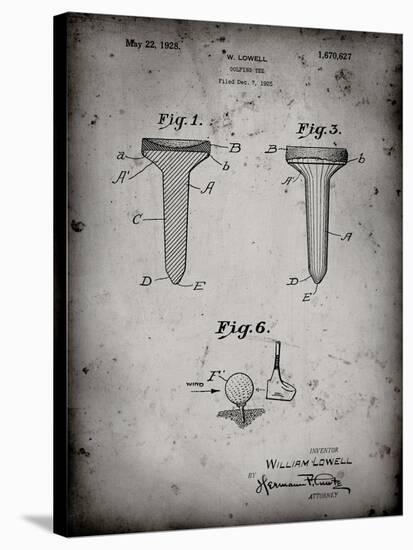 PP860-Faded Grey Golf Tee Patent Poster-Cole Borders-Stretched Canvas