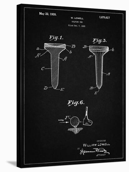 PP860-Vintage Black Golf Tee Patent Poster-Cole Borders-Stretched Canvas