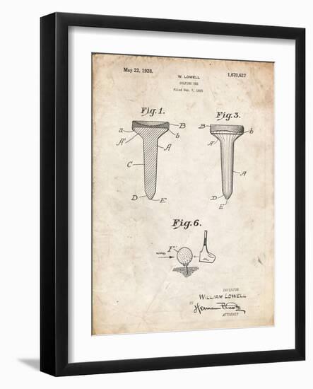 PP860-Vintage Parchment Golf Tee Patent Poster-Cole Borders-Framed Giclee Print