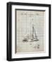 PP878-Antique Grid Parchment Herreshoff R 40' Gamecock Racing Sailboat Patent Poster-Cole Borders-Framed Giclee Print