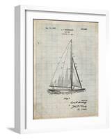 PP878-Antique Grid Parchment Herreshoff R 40' Gamecock Racing Sailboat Patent Poster-Cole Borders-Framed Giclee Print